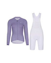 RIVANELLE Cycling long sleeve jersey and bibtights - ELEVATE - white/purple